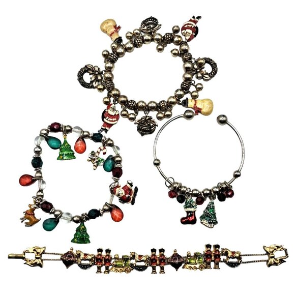 Avon Jewelry - Christmas Bracelet Lot of 4 Slide Charm Avon Vintage to Now Costume Jewelry